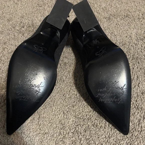 RARE, John Fluevog “Polly” Textured Black Spike Heels, Size 9